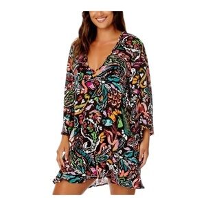 Anne Cole Flounce Tunic Coverup in Petaly Paisley M/L NWT